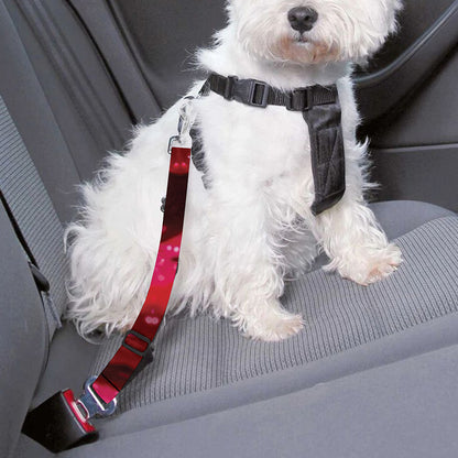 Red Kaleidoscope Print Dog Seat Belt
