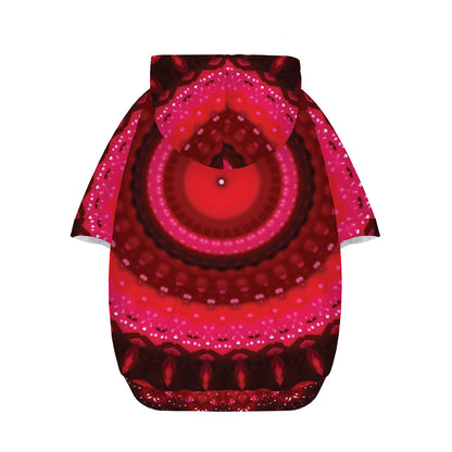 Red Kaleidoscope Print Dog Zip Up Hoodie