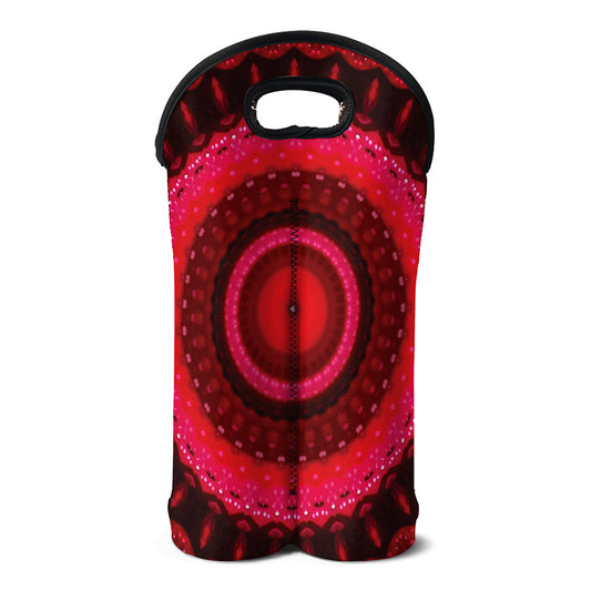 Red Kaleidoscope Print Double Neoprene Wine Tote