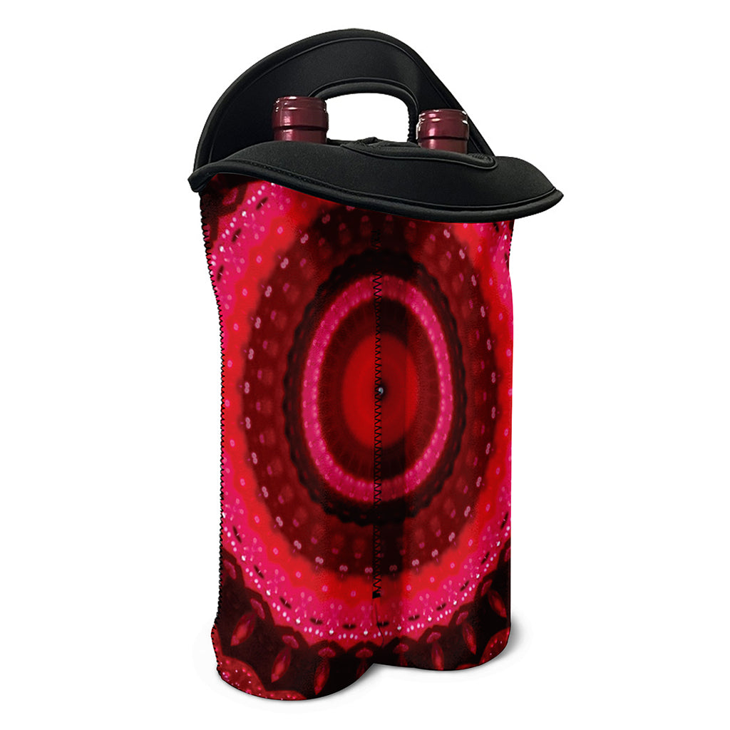Red Kaleidoscope Print Double Neoprene Wine Tote