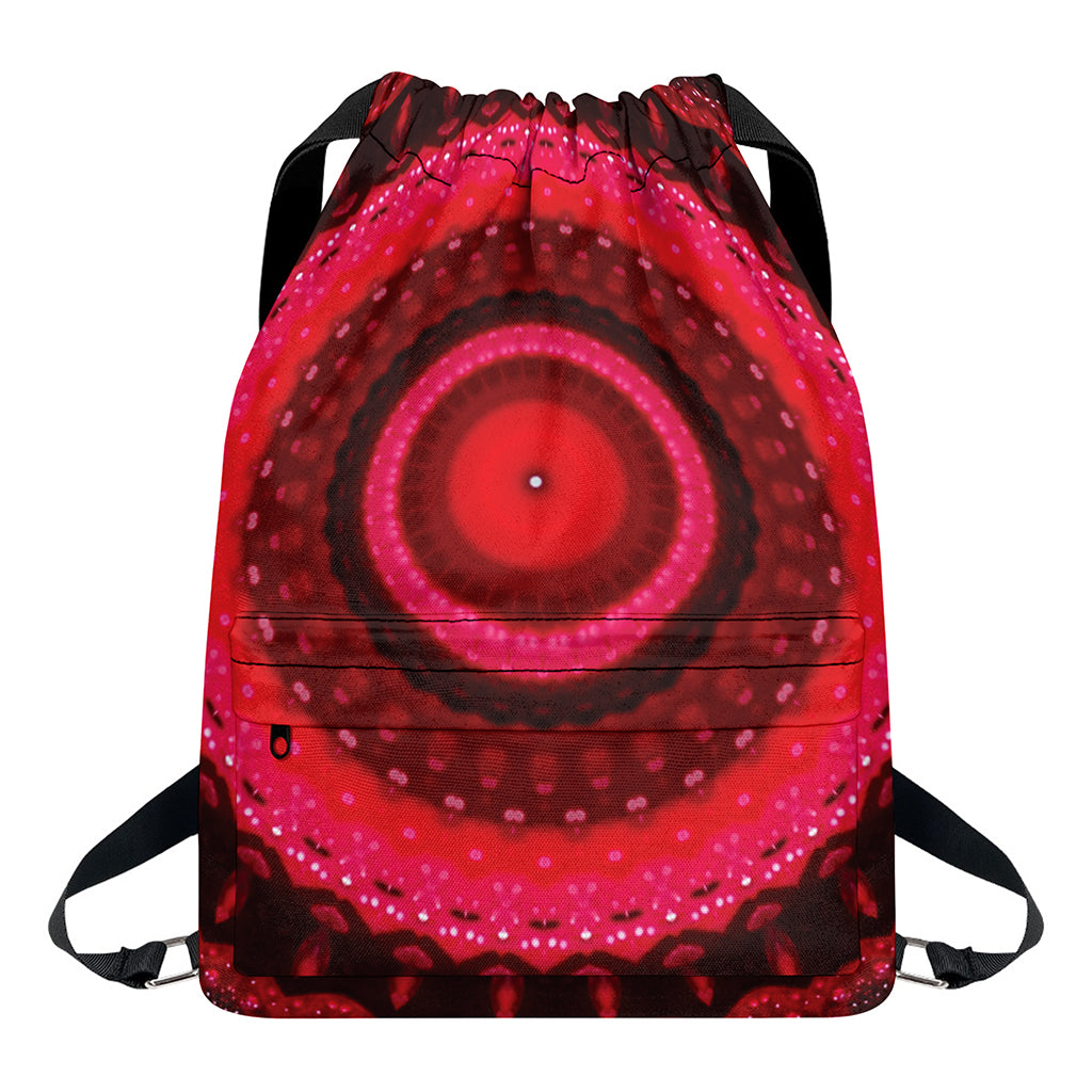 Red Kaleidoscope Print Drawstring Backpack