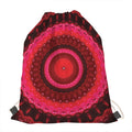 Red Kaleidoscope Print Drawstring Bag