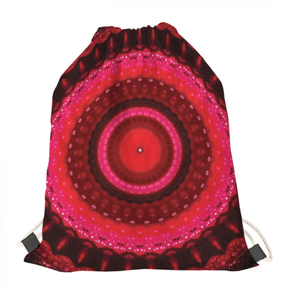 Red Kaleidoscope Print Drawstring Bag