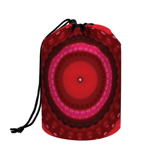 Red Kaleidoscope Print Drawstring Makeup Bag