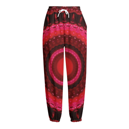 Red Kaleidoscope Print Fleece Lined Knit Pants