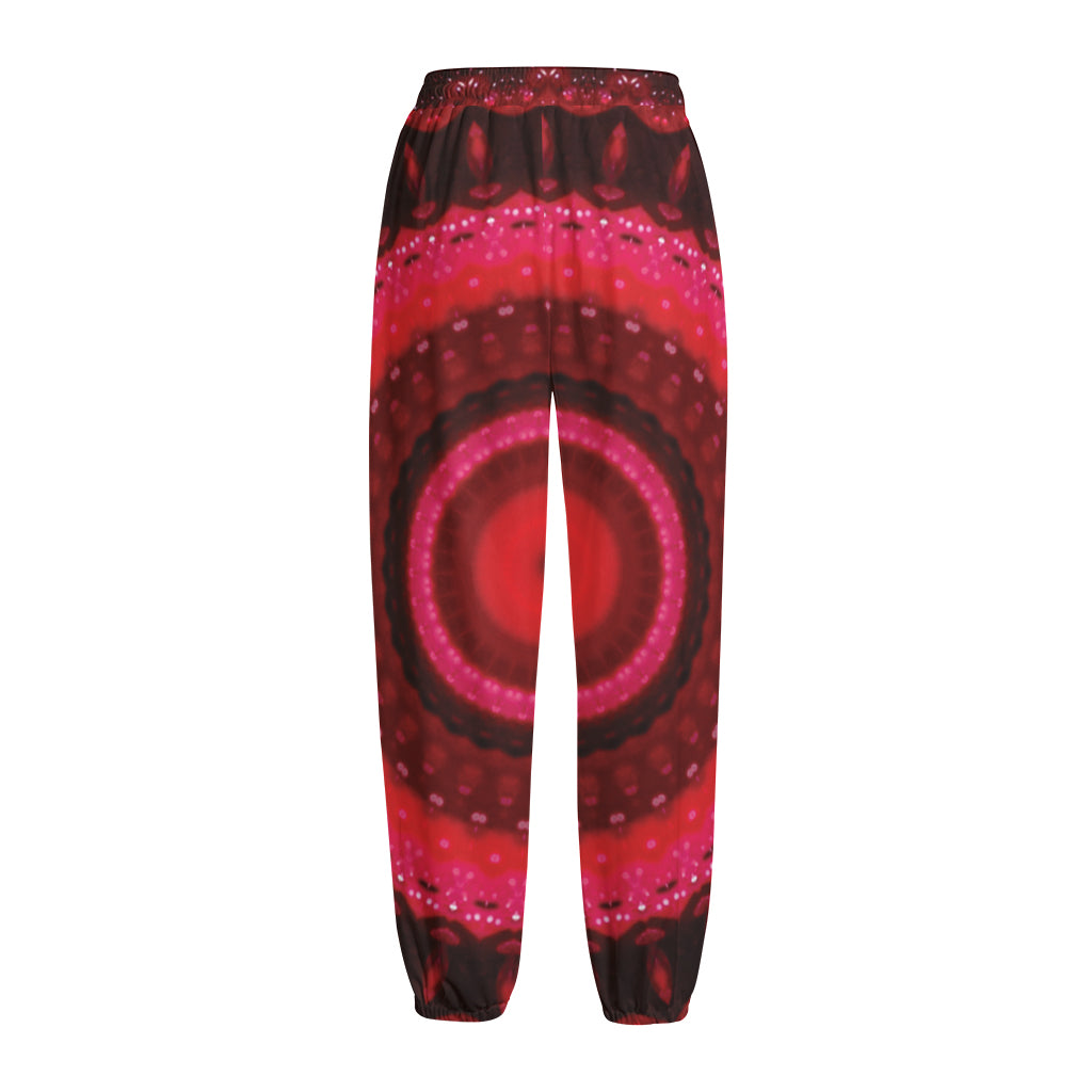 Red Kaleidoscope Print Fleece Lined Knit Pants