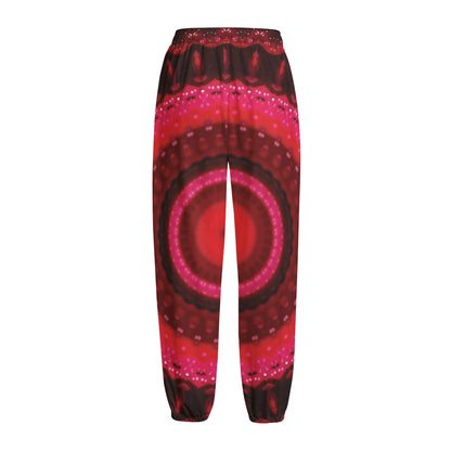Red Kaleidoscope Print Fleece Lined Knit Pants
