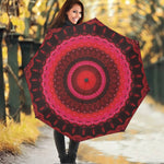 Red Kaleidoscope Print Foldable Umbrella