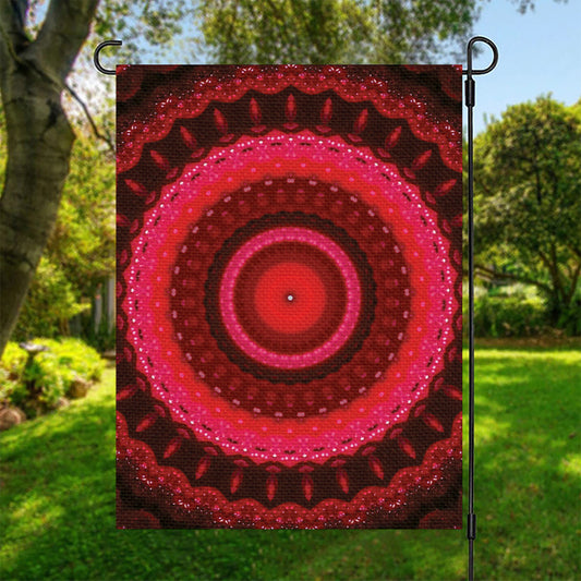 Red Kaleidoscope Print Garden Flag