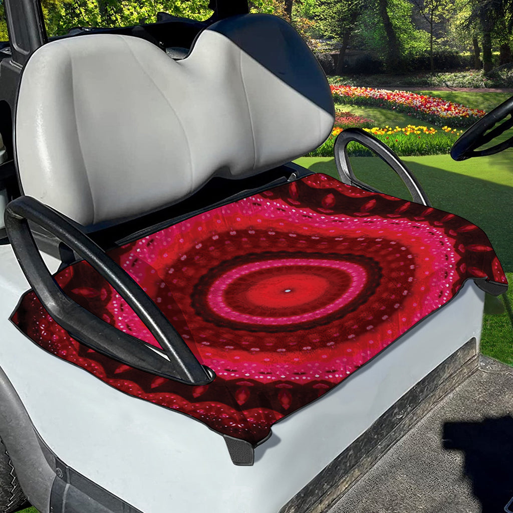 Red Kaleidoscope Print Golf Cart Seat Cover