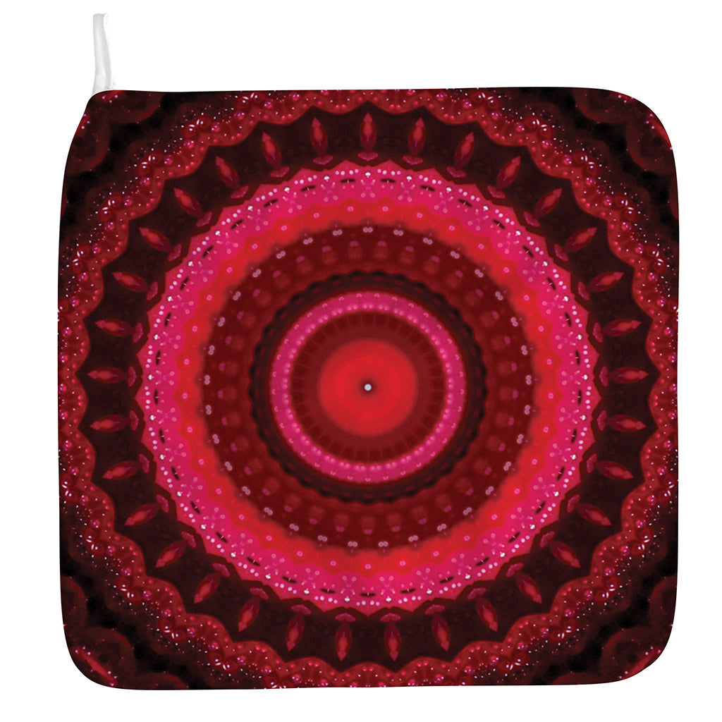 Red Kaleidoscope Print Hand Towel