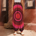 Red Kaleidoscope Print Harem Pants