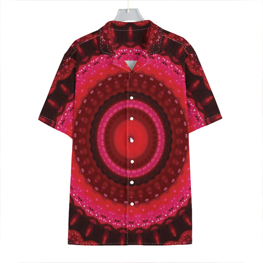 Red Kaleidoscope Print Hawaiian Shirt