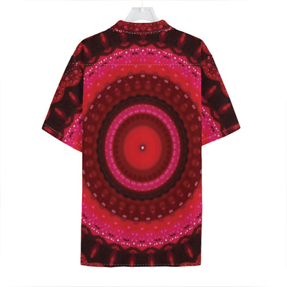 Red Kaleidoscope Print Hawaiian Shirt