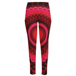 Red Kaleidoscope Print High-Waisted Pocket Leggings