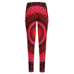 Red Kaleidoscope Print High-Waisted Pocket Leggings