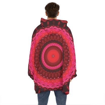 Red Kaleidoscope Print Hoodie Blanket