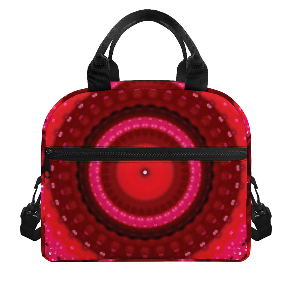 Red Kaleidoscope Print Insulated Lunch Bag