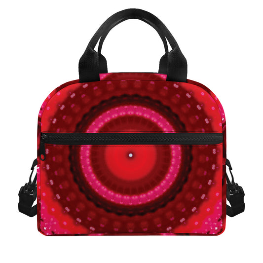 Red Kaleidoscope Print Insulated Lunch Bag