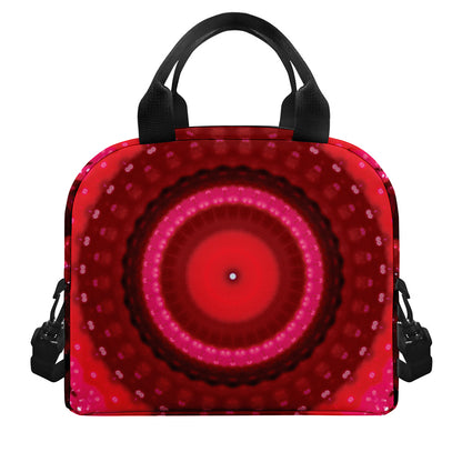 Red Kaleidoscope Print Insulated Lunch Bag