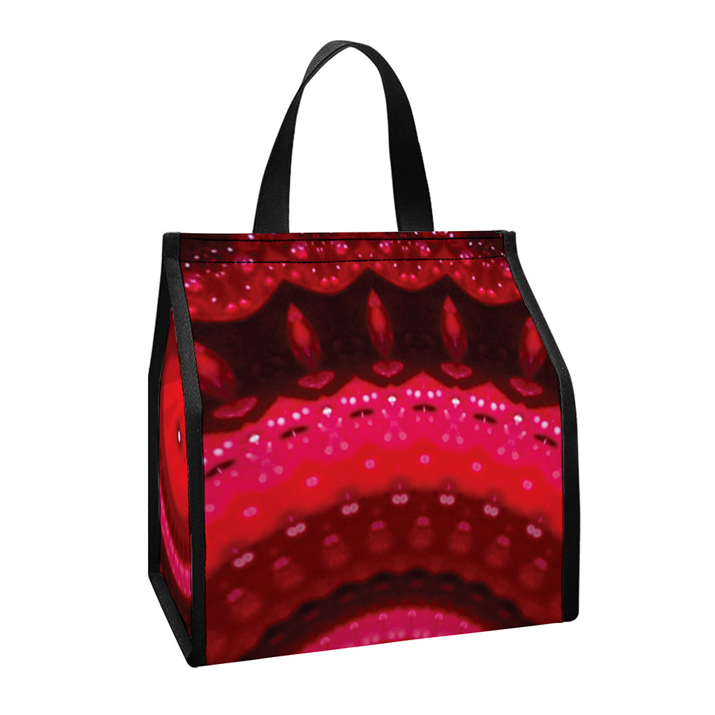 Red Kaleidoscope Print Insulated Lunch Tote