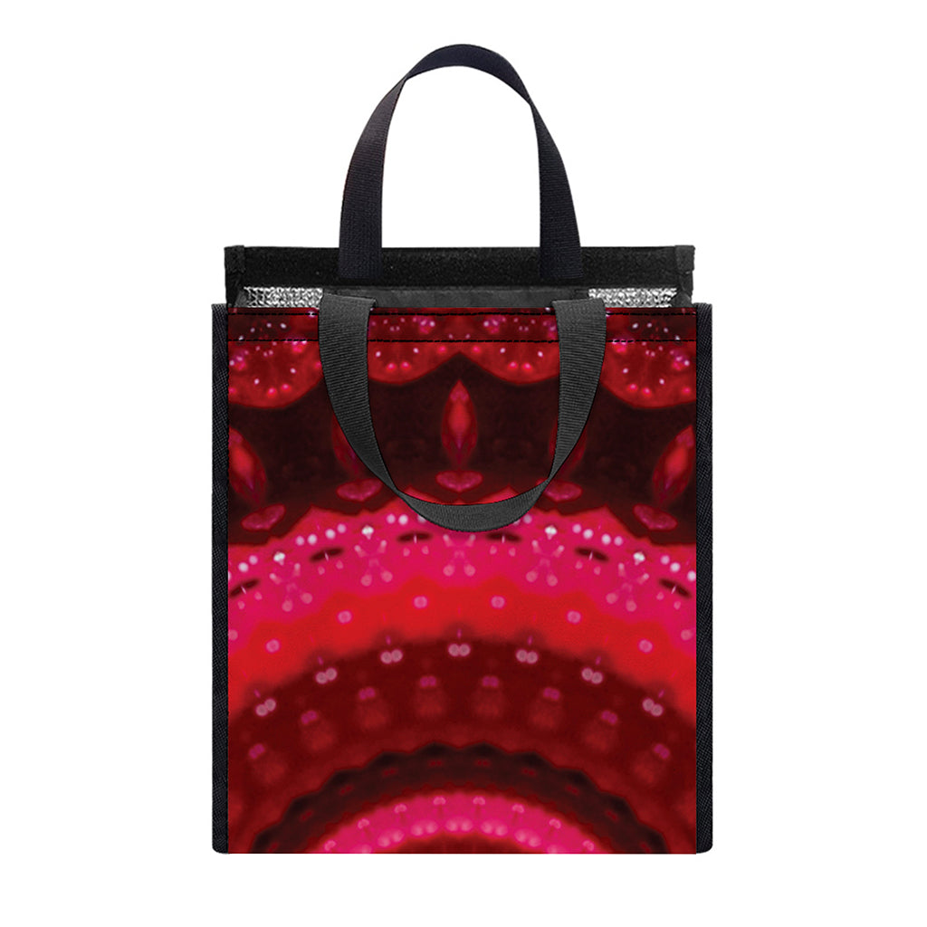 Red Kaleidoscope Print Insulated Lunch Tote