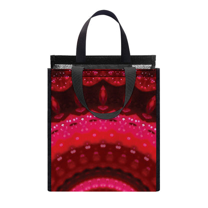 Red Kaleidoscope Print Insulated Lunch Tote