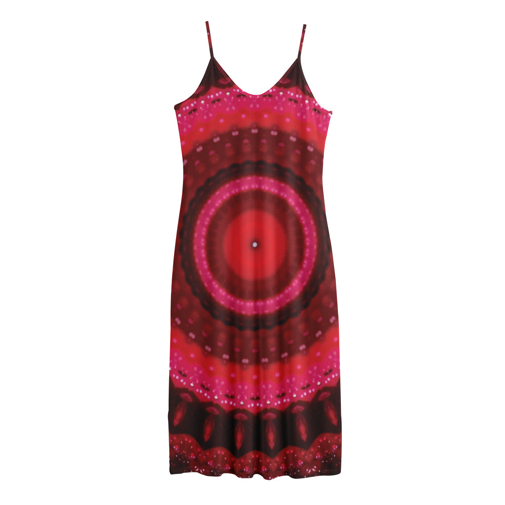 Red Kaleidoscope Print Jersey Midi Cami Dress
