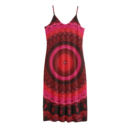 Red Kaleidoscope Print Jersey Midi Cami Dress