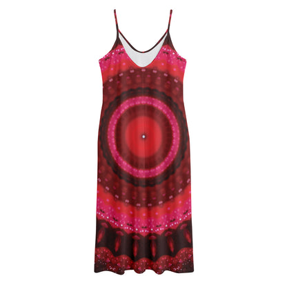Red Kaleidoscope Print Jersey Midi Cami Dress