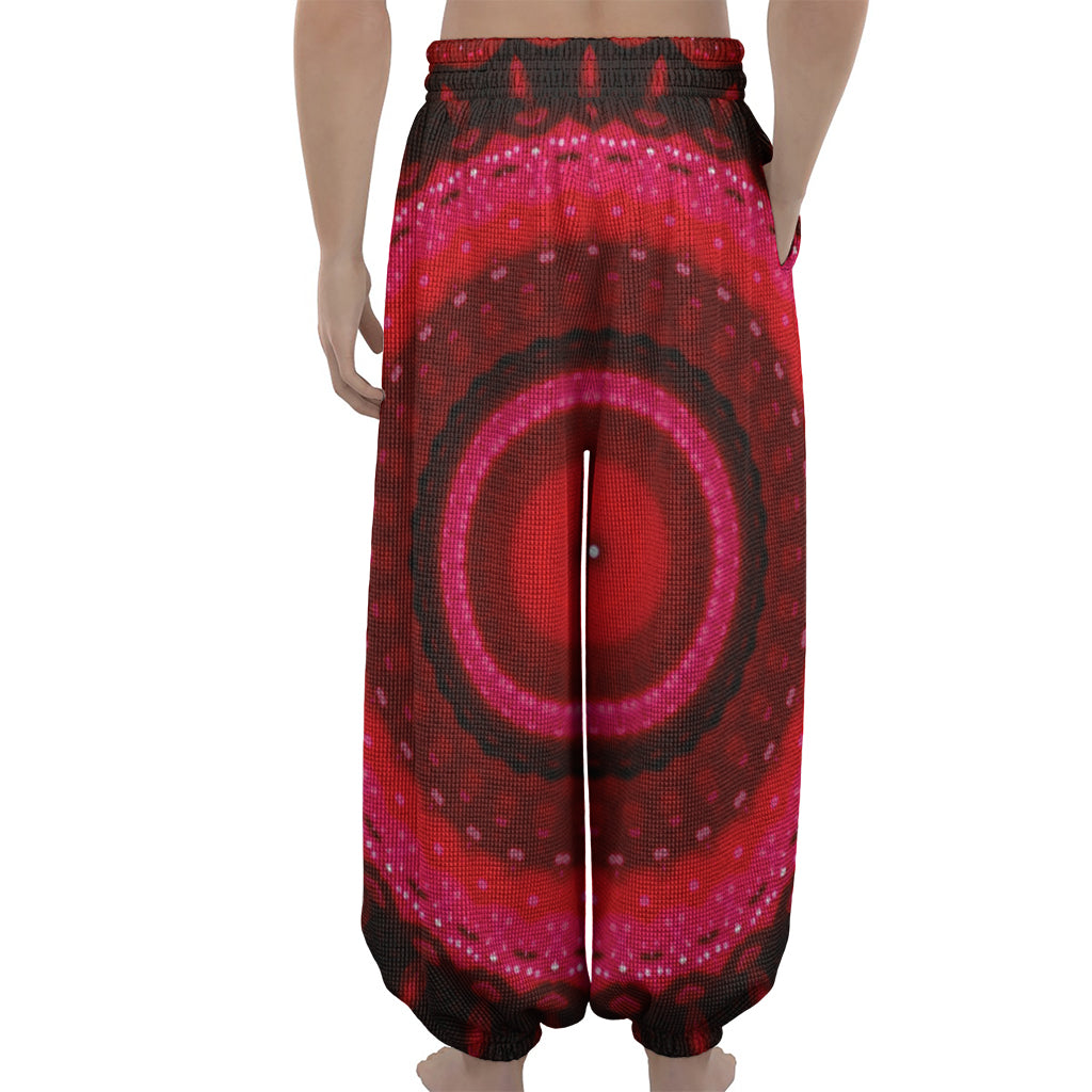 Red Kaleidoscope Print Lantern Pants