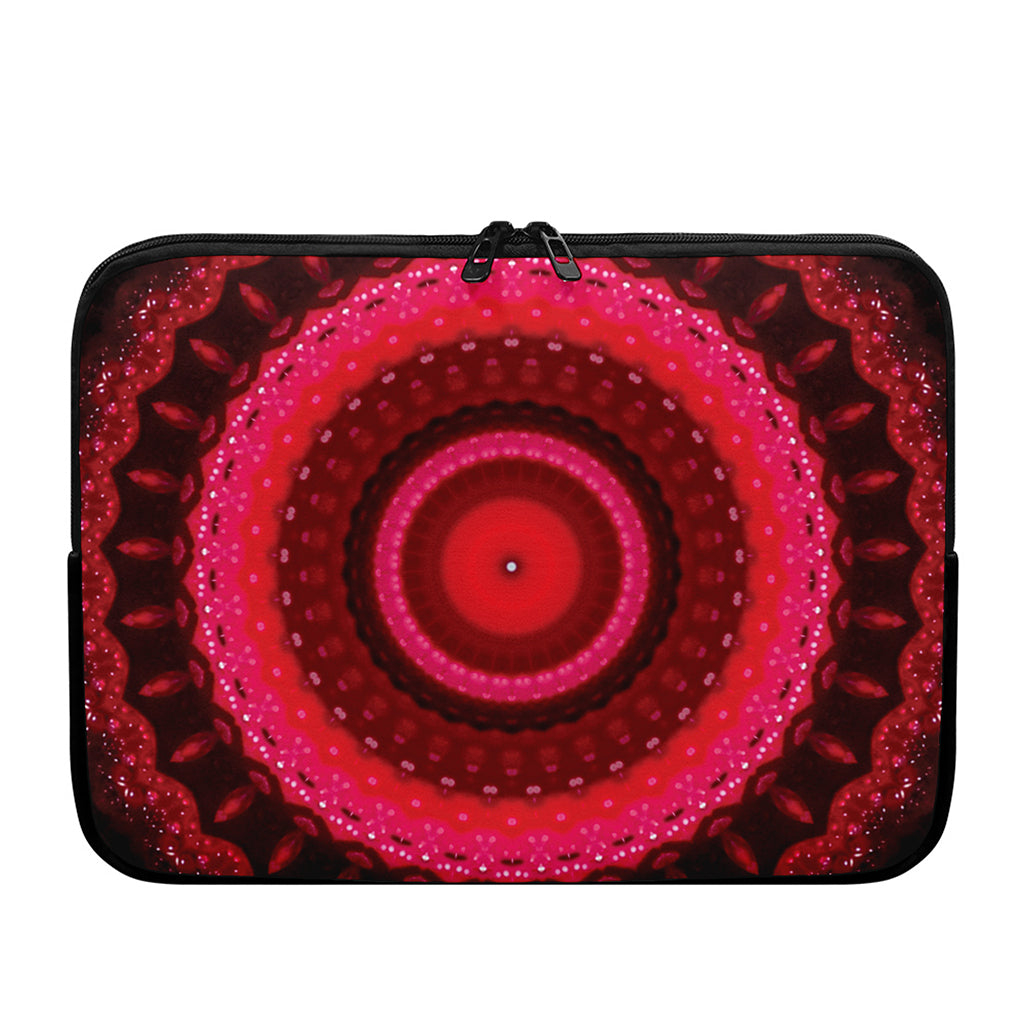 Red Kaleidoscope Print Laptop Sleeve