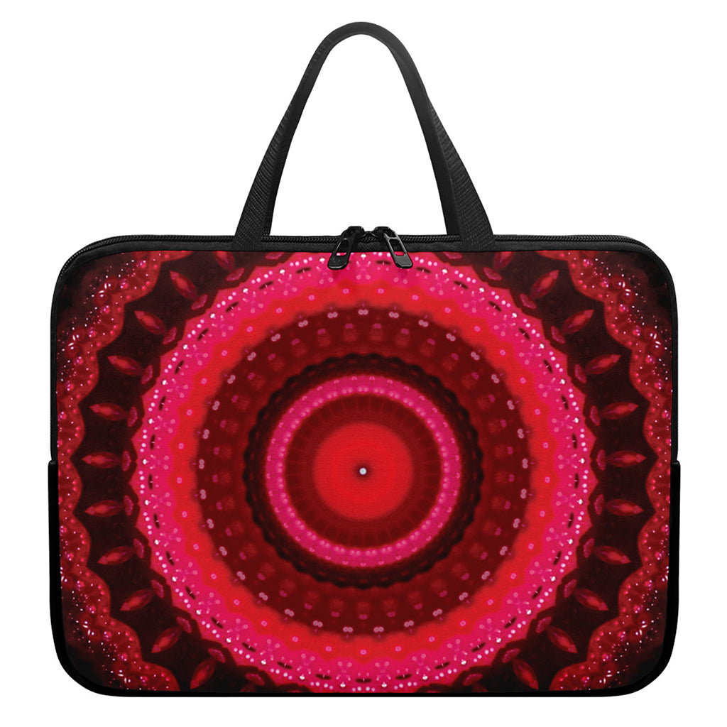 Red Kaleidoscope Print Laptop Sleeve With Handle