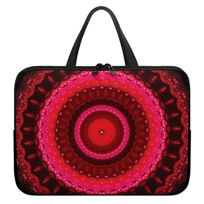 Red Kaleidoscope Print Laptop Sleeve With Handle