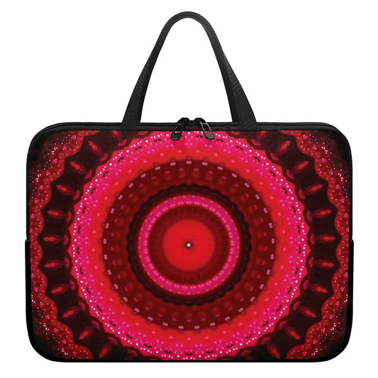 Red Kaleidoscope Print Laptop Sleeve With Handle