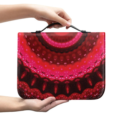 Red Kaleidoscope Print Leather Bible Cover