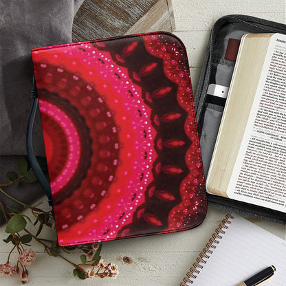 Red Kaleidoscope Print Leather Bible Cover