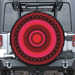 Red Kaleidoscope Print Leather Spare Tire Cover