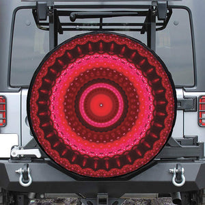 Red Kaleidoscope Print Leather Spare Tire Cover