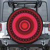 Red Kaleidoscope Print Leather Spare Tire Cover