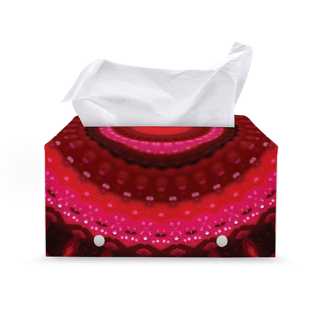 Red Kaleidoscope Print Leather Tissue Box Cover