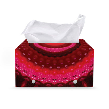 Red Kaleidoscope Print Leather Tissue Box Cover