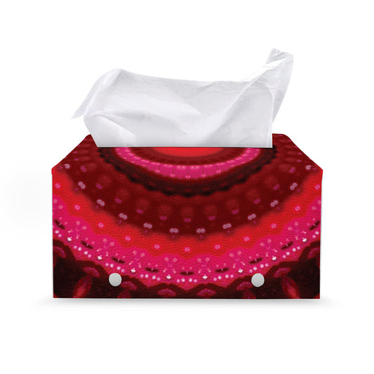 Red Kaleidoscope Print Leather Tissue Box Cover