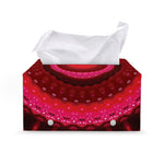 Red Kaleidoscope Print Leather Tissue Box Cover