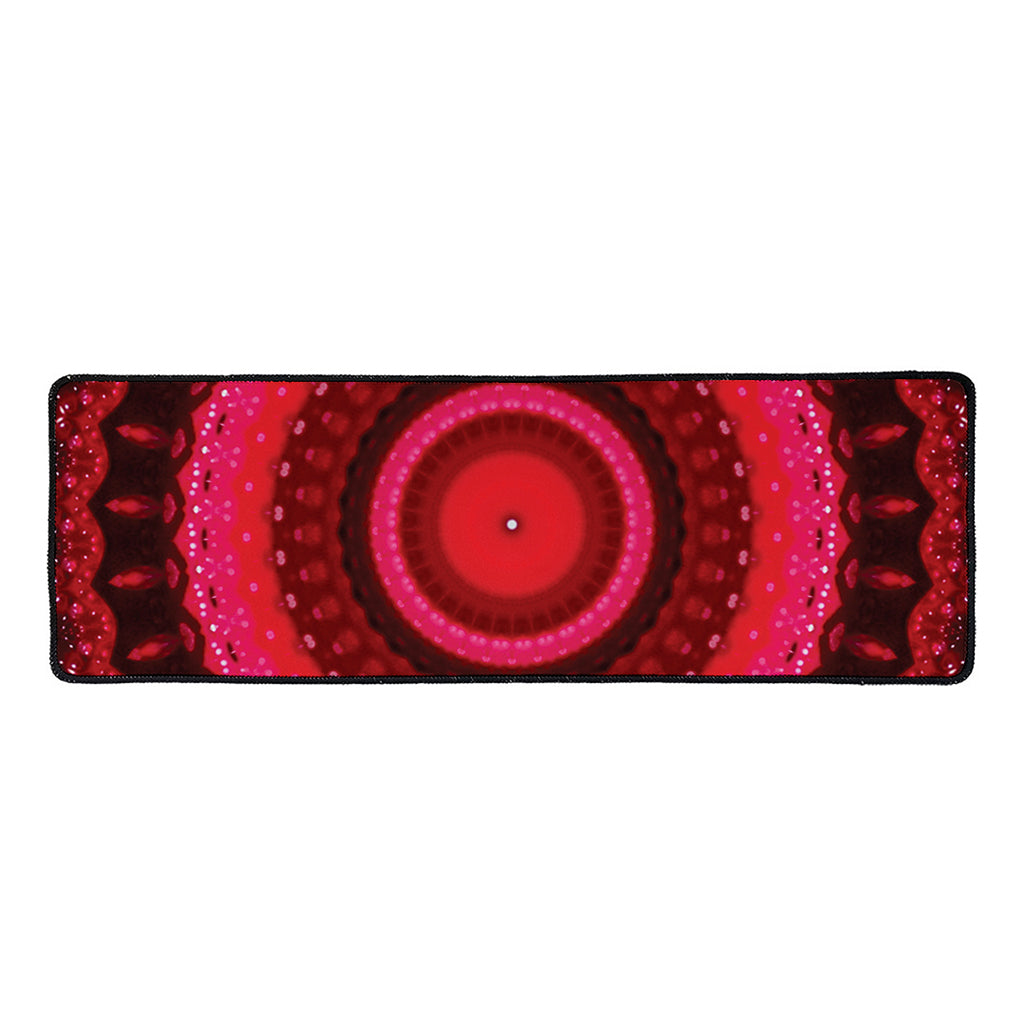 Red Kaleidoscope Print Long Kitchen Mat