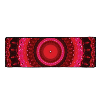 Red Kaleidoscope Print Long Kitchen Mat