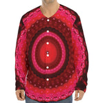 Red Kaleidoscope Print Long Sleeve Baseball Jersey