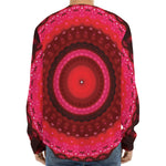 Red Kaleidoscope Print Long Sleeve Baseball Jersey