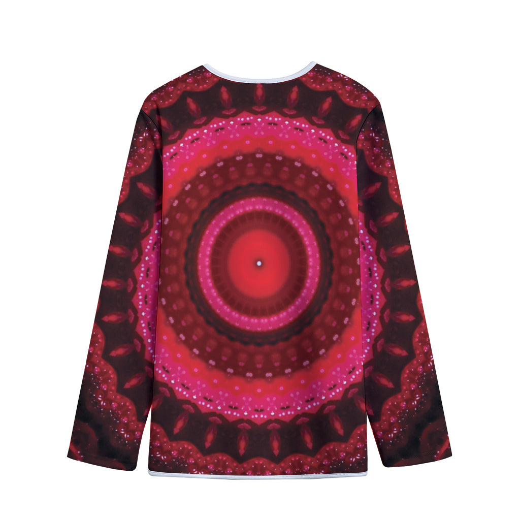 Red Kaleidoscope Print Long Sleeve Short Coat