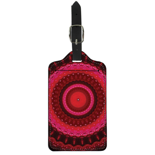 Red Kaleidoscope Print Luggage Tag